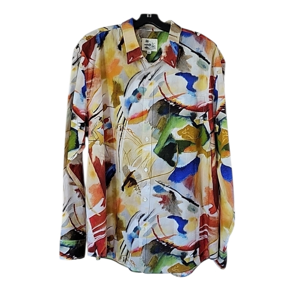 Oderre Men's Long Sleeve Painting With Green Center-Wassily Kandinsky Size XXL